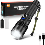 SEDOL Ultra-Bright Rechargeable LED Torch | 1000000 Lumen High-Powered XHP70 Chip Flashlight with Smart LCD Power Display | 5 Light Modes & Zoomable Beam | Waterproof Aviation-Grade Aluminum for Camping Hiking and Emergencies