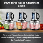 SEDOL Electric Mini Food Chopper 600W Meat Grinder 2L Stainless Steel Bowl 3-Speed Food Processor for Mincing Meat Vegetables and Baby Food 4D Bi-Level Blades Portable Mincer Silver