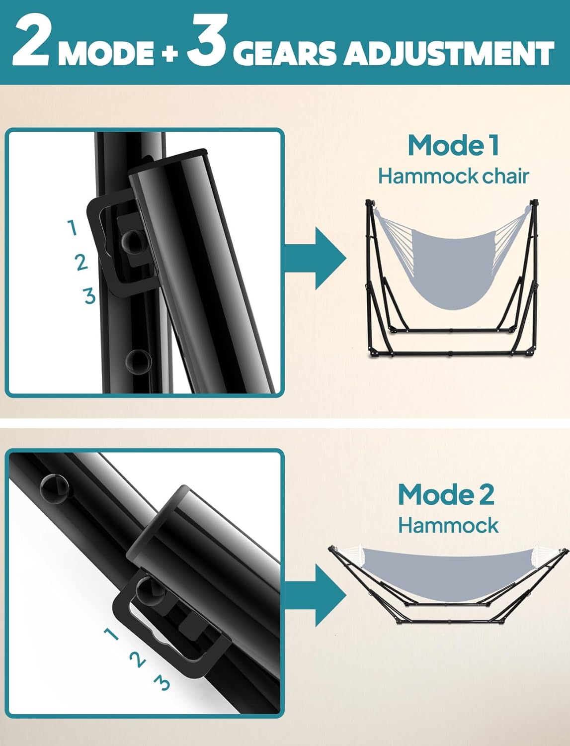 SEDOL 2-in-1 Hammock & Hanging Chair with Foldable Stand | Portable Freestanding Steel Frame Set | Heavy-Duty 200kg Capacity | Breathable Cotton Blend Hammock & Swing Chair for Indoor and Outdoor Relaxation