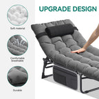 SEDOL Reclining Sun Lounger Set of 2 | 5-Position Adjustable Folding Garden Bed with Sponge-Filled Mattress | Heavy Duty 330lb Capacity Sunbeds with Headrest and Side Storage Pocket Gray