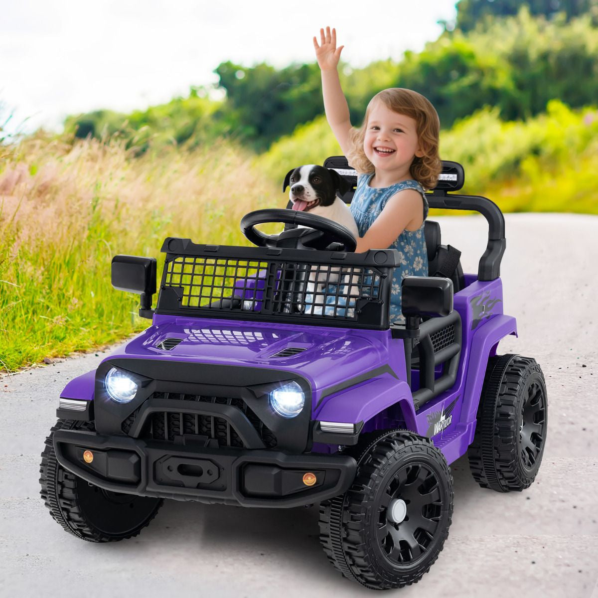 SEDOL 12V Electric Ride-On Truck for Kids with Parental Remote Control Dual 25W Motors All-Terrain Shock Absorbers LED Headlights and Soft-Start Safety System