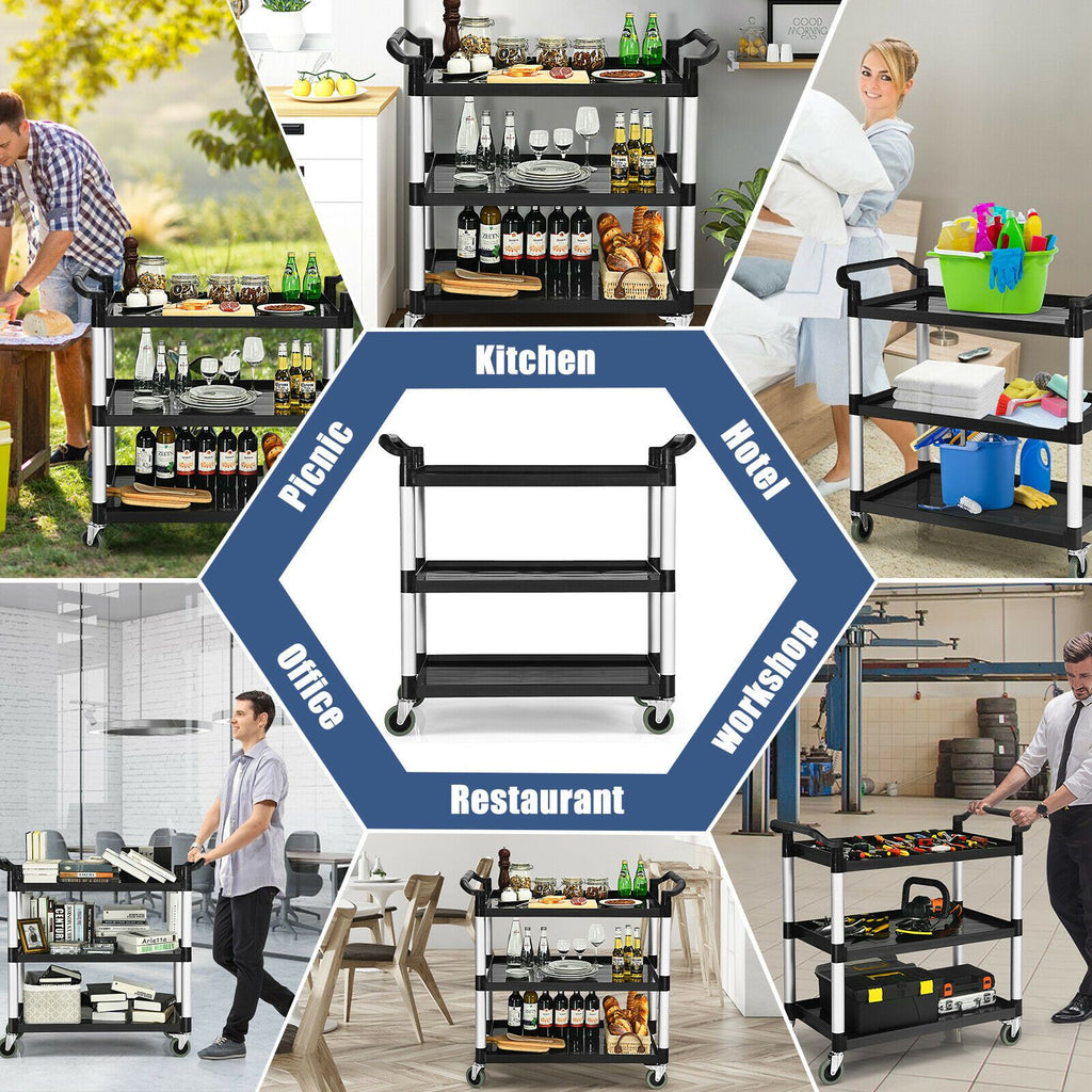3-Tier Multifunctional Utility Cart with Flexible Wheels