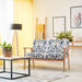2-Seater Wooden Upholstered Loveseat with Rubber Wood Armrests