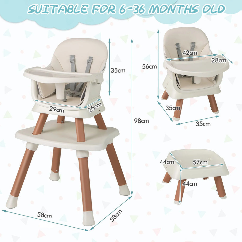SEDOL 6-in-1 Ultimate Baby-to-Toddler High Chair & Activity Station with Building Block Tabletop Parental Booster Seat and Waterproof PU Leather Cushion – 25kg Capacity