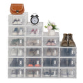 18-Pack Clear Shoe Storage Boxes – Stackable Plastic Organiser with Front Drop-Down Doors