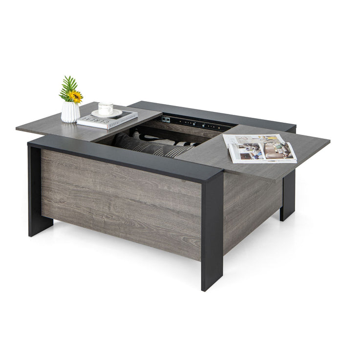 92Cm Square Coffee Table with Sliding Top and Hidden Compartment