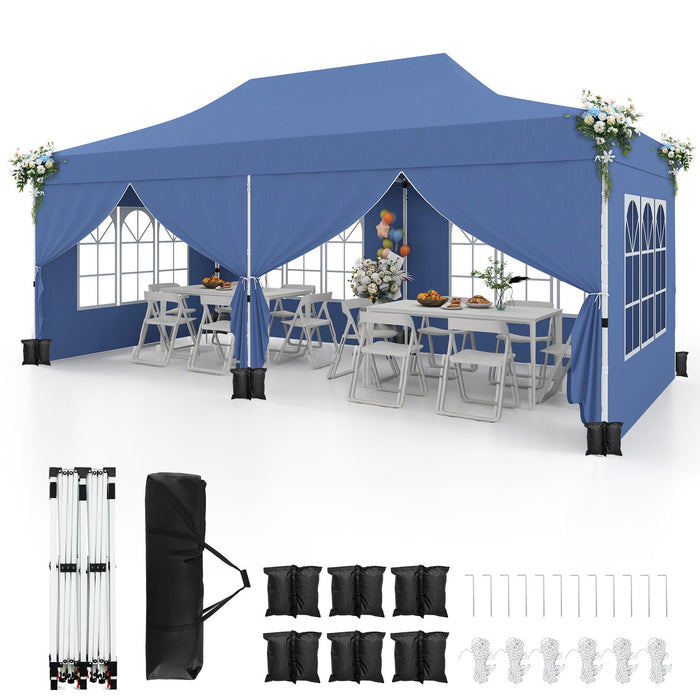 Pop-Up Canopy Gazebo Tent with 6 Removable Sidewalls & Carry Bag