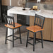 Set of 2 97Cm Swivel Rubber Wood Bar Stools with Backrest and Footrest