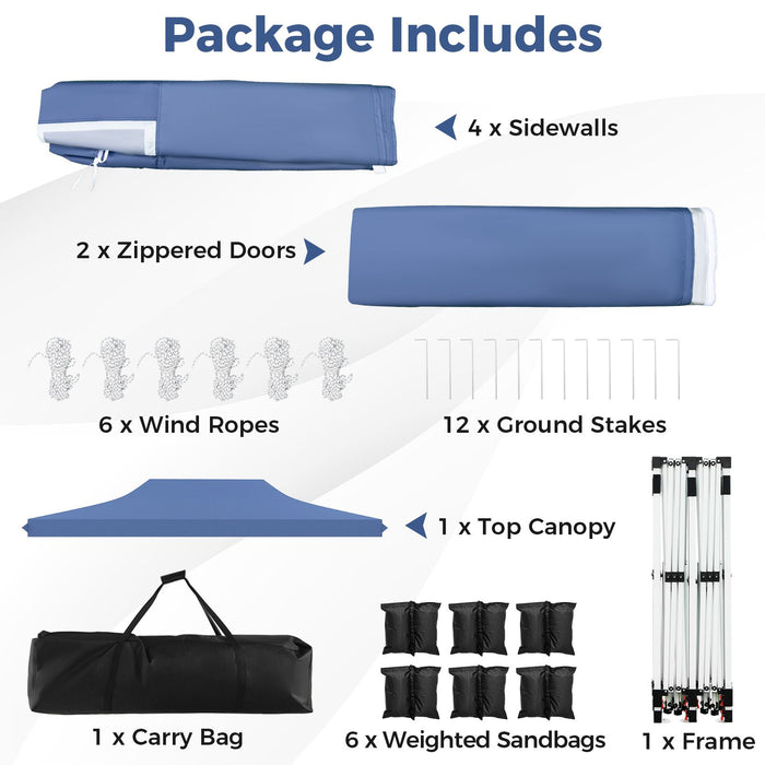 Pop-Up Canopy Gazebo Tent with 6 Removable Sidewalls & Carry Bag