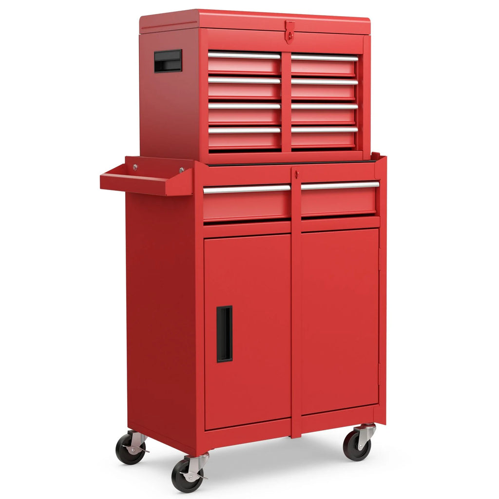 High-Capacity Rolling Tool Cabinet – Lockable Wheels, Metal 2‑in‑1 Chest & Base