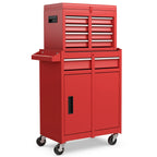High-Capacity Rolling Tool Cabinet – Lockable Wheels, Metal 2‑in‑1 Chest & Base