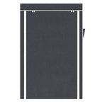 64" Portable Wardrobe – Foldable Clothes Storage Closet with Shelves & Hanging Rail (Grey)