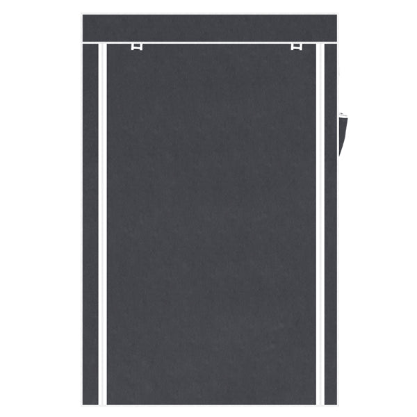 64" Portable Wardrobe – Foldable Clothes Storage Closet with Shelves & Hanging Rail (Grey)
