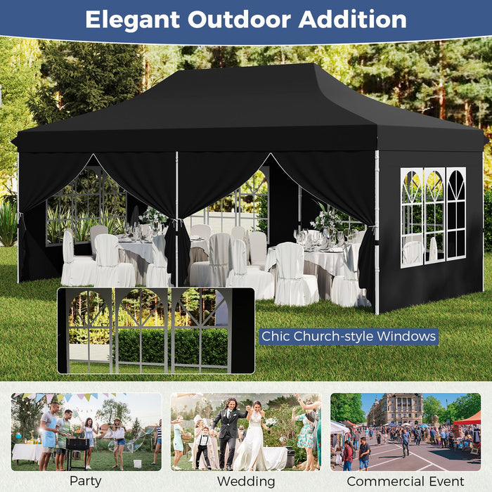 Pop-Up Canopy Gazebo Tent with 6 Removable Sidewalls & Carry Bag