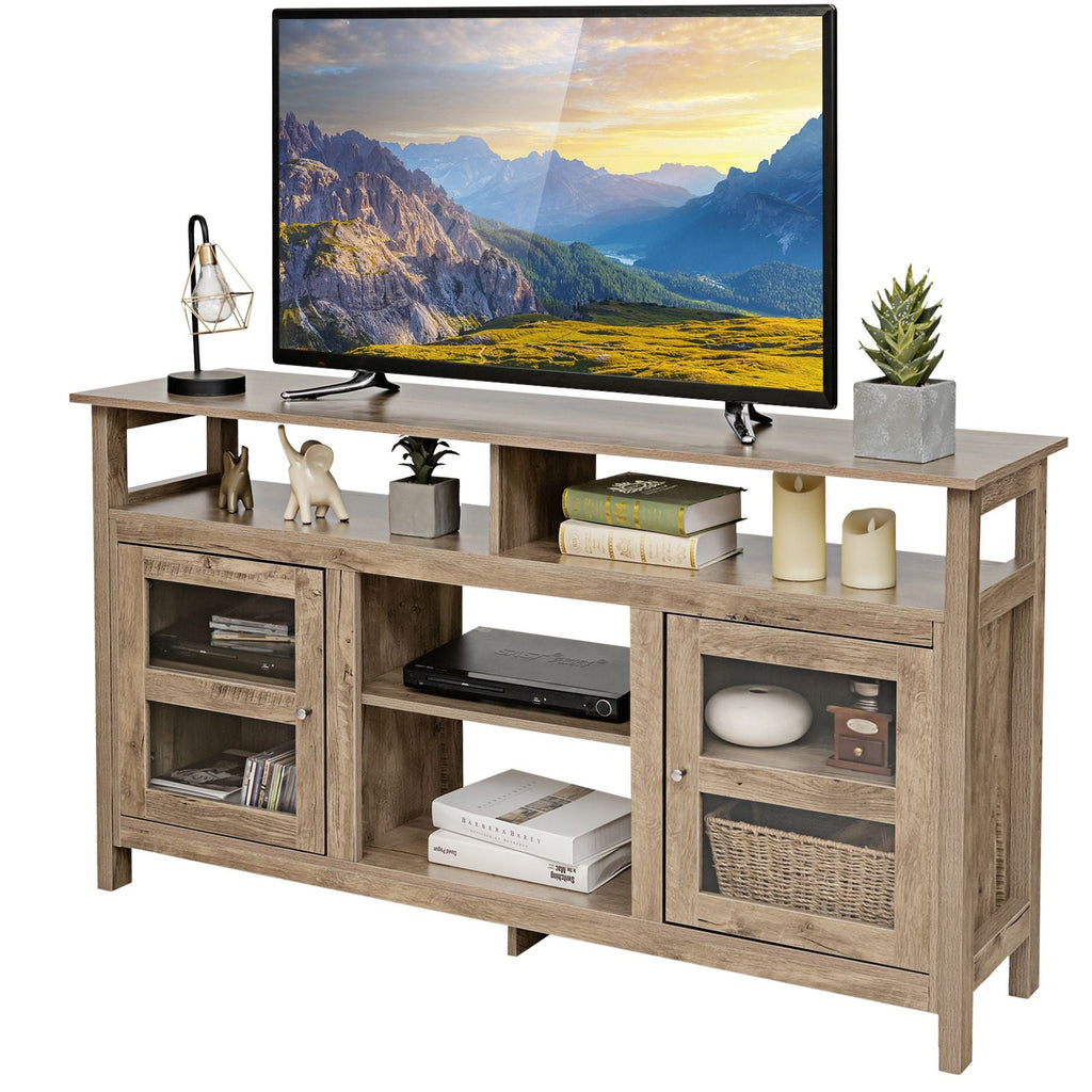 Living Room Console Table for Tvs with Wooden Fireplace and 2 Cabinets