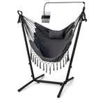 Hammock Chair with Stand – Adjustable Height, Phone Holder & Boho Tassels