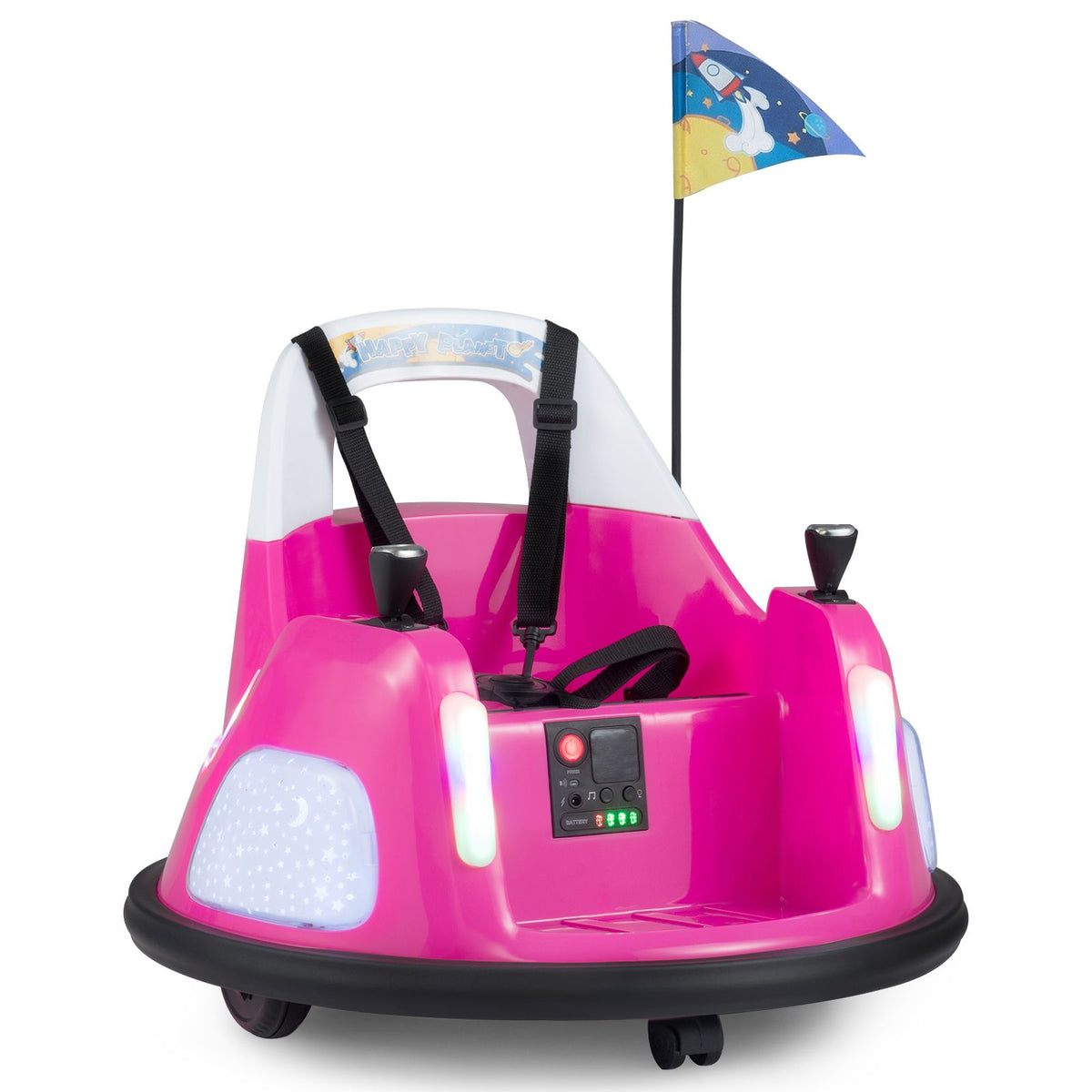 SEDOL 12V High-Performance Kids Bumper Car with 5-Point Safety Harness 360° Zero-Turn Dual Joysticks Parental Remote Control and 5-Mode LED Light Show