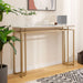Gold Console Table – Faux Marble Top & Geometric Metal Frame