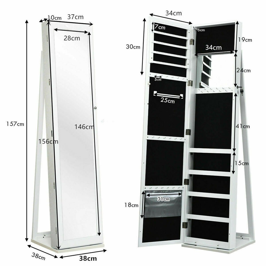 3-In-1 Mirrored Jewellery Armoire with Display Shelves