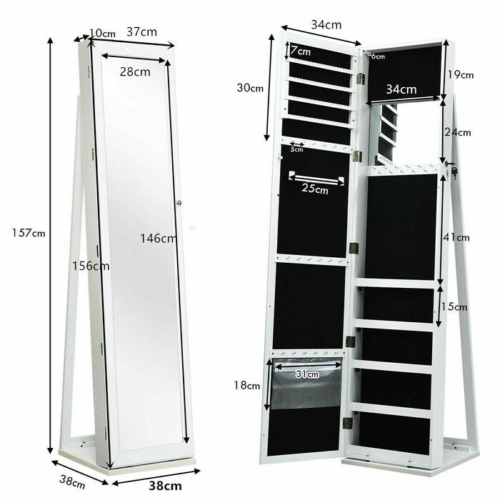3-In-1 Mirrored Jewellery Armoire with Display Shelves