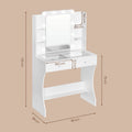SEDOL Makeup Vanity with LED Lighted Mirror and Visual Glass Tabletop Modern Dressing Table with 2 Drawers and Removable Cube Storage Organizer White Bedroom Vanity