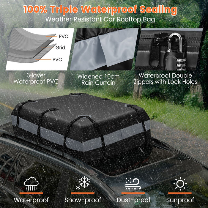 Waterproof Rooftop Luggage Bag with Non-Slip Mat and 6 Door Hooks