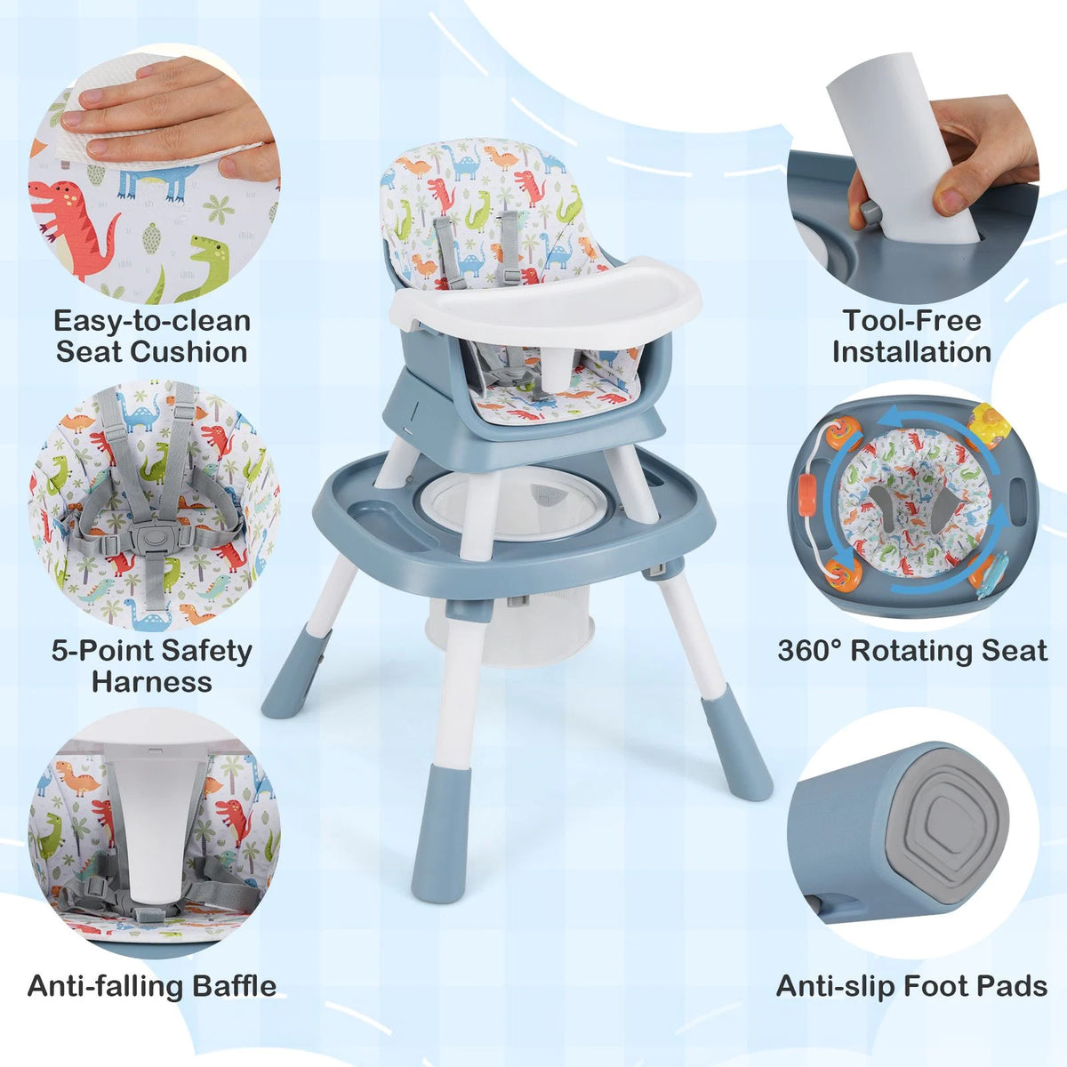 SEDOL 16-in-1 "Ultimate Explorer" High Chair & Activity Center — Convertible Sensory Station, Building Block Table, Booster Seat, and High Stool with 360° Rotating Seat – 6-36 Months