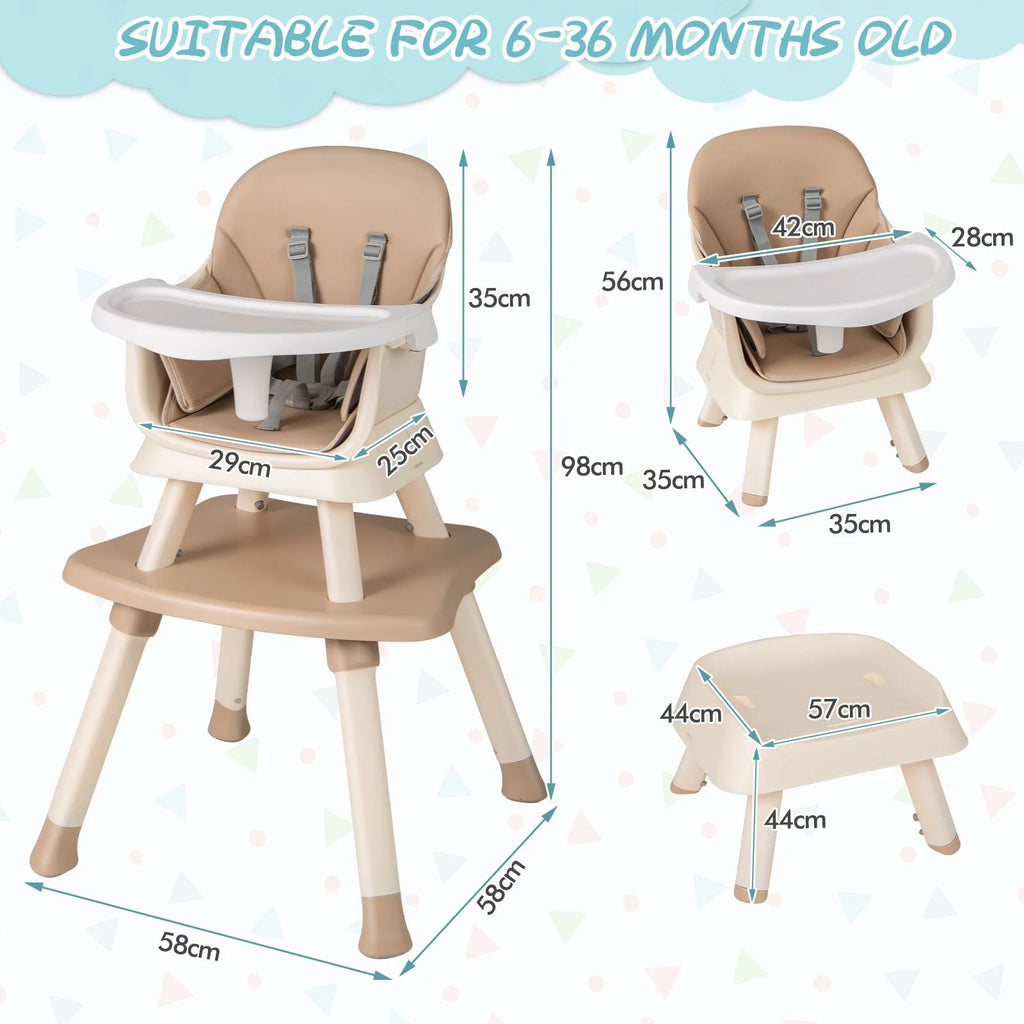 SEDOL 6-in-1 Ultimate Baby-to-Toddler High Chair & Activity Station with Building Block Tabletop Parental Booster Seat and Waterproof PU Leather Cushion – 25kg Capacity