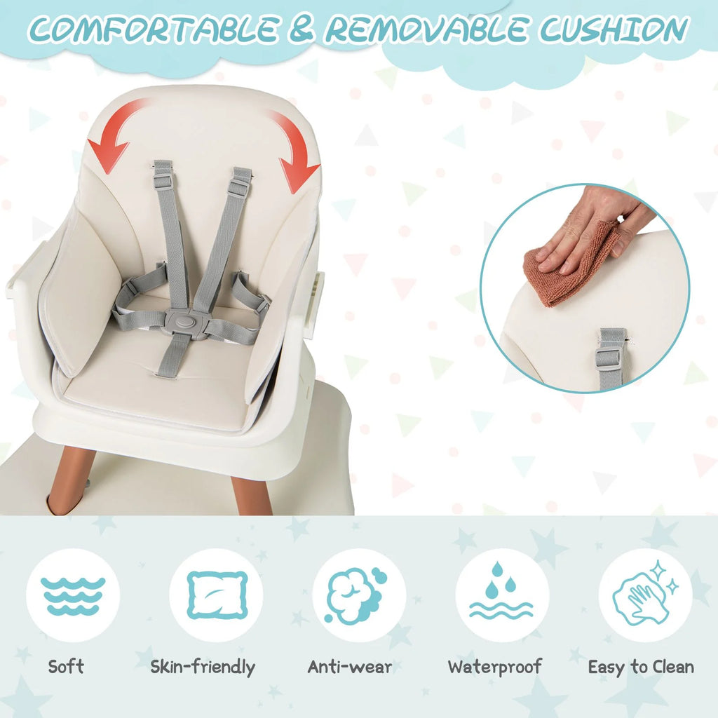 SEDOL 6-in-1 Ultimate Baby-to-Toddler High Chair & Activity Station with Building Block Tabletop Parental Booster Seat and Waterproof PU Leather Cushion – 25kg Capacity