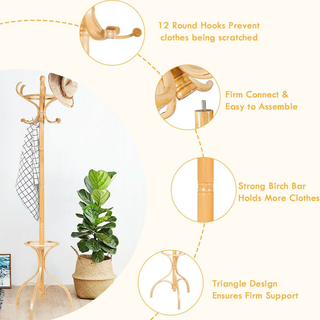 Wooden Coat and Hat Stand
