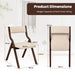 Folding Dining Chair Set of 2 with Solid Wood Frame and Padded Seat
