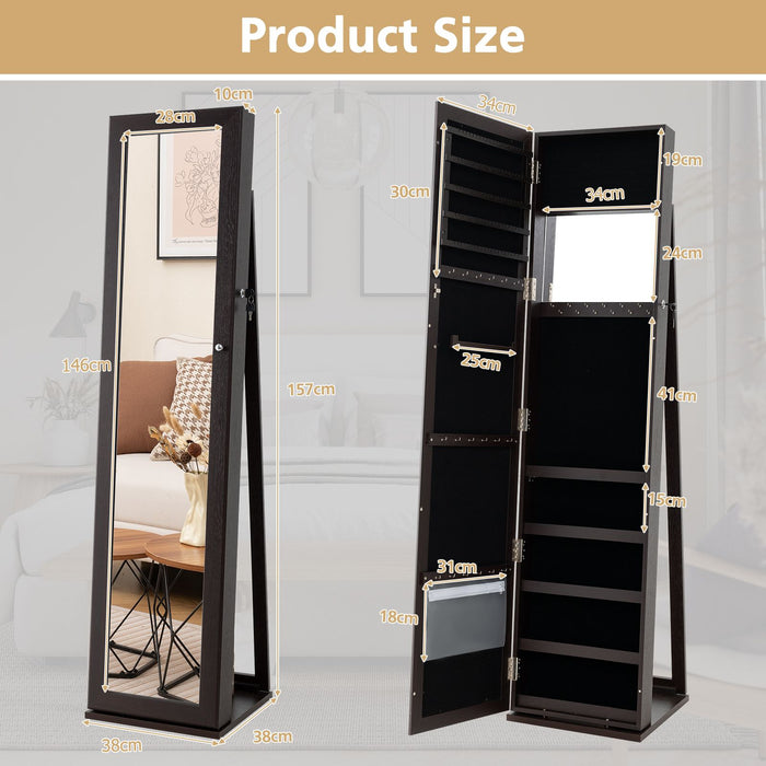 3-In-1 Mirrored Jewellery Armoire with Display Shelves