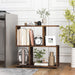 2-Tier Irregular Storage Shelf Wood Shelving Units with 4 Compartments