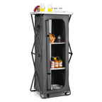 3-Tier Folding Camping Storage Cabinet with Side Pockets and Carry Bag