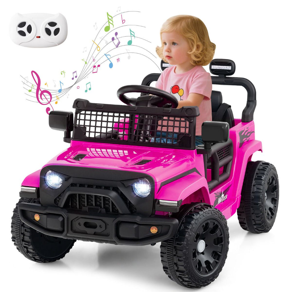SEDOL 12V Electric Ride-On Truck for Kids with Parental Remote Control Dual 25W Motors All-Terrain Shock Absorbers LED Headlights and Soft-Start Safety System