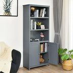 Wooden Tall Bookcase with 3-Tier Storage Cabinet