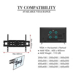 TV Stand for 32–70 Inch Screens – Double Arm Mount with Large Base, Height Adjustable, Swivel Tilt Bracket