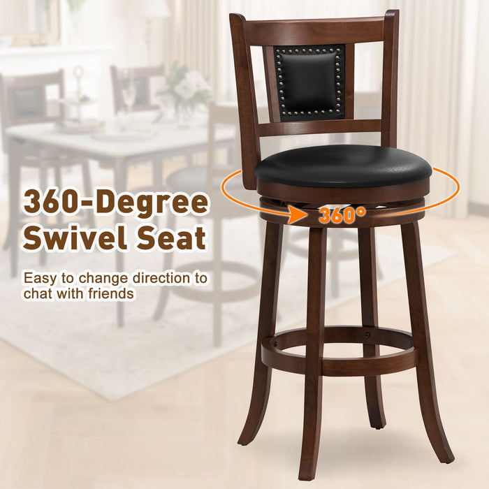 65/74 Cm Swivel Bar Stool Set of 2 with Curved Backrest
