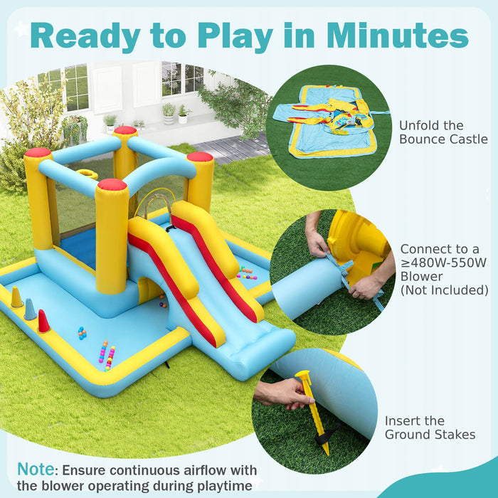 Inflatable Bouncy Castle Unit with Slide, Tunnel & Ball Pit (No Blower)