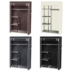 64" Portable Wardrobe – Foldable Clothes Storage Closet with Shelves & Hanging Rail (Black)