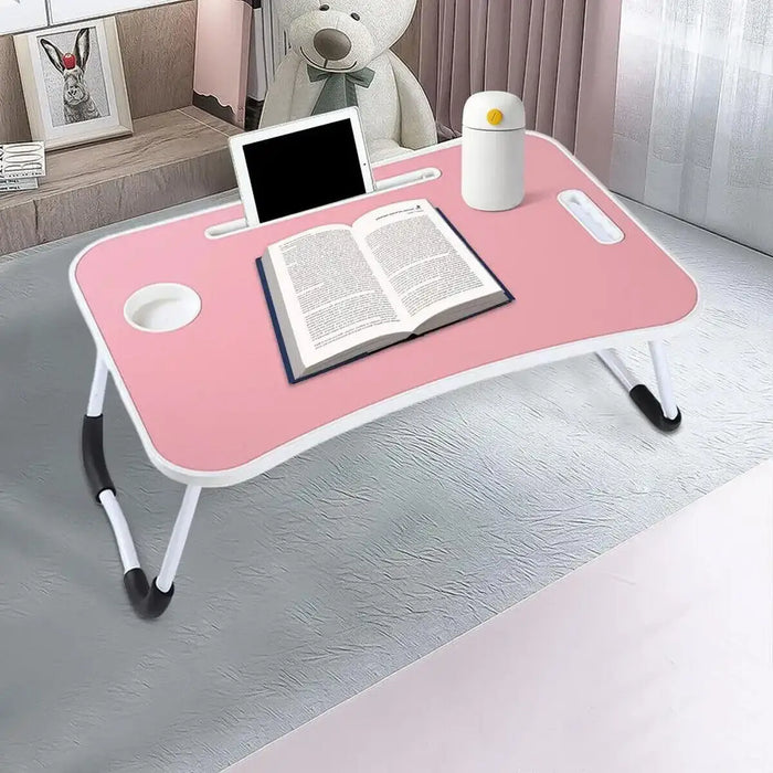 Folding Laptop Desk – Portable Bed & Sofa Lap Table with Tablet Slot, Cup Holder & Foldable Legs