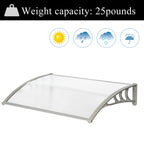 120x80cm Door Canopy – Outdoor Rain Cover Awning for Front Door, Window or Patio (White/Grey)
