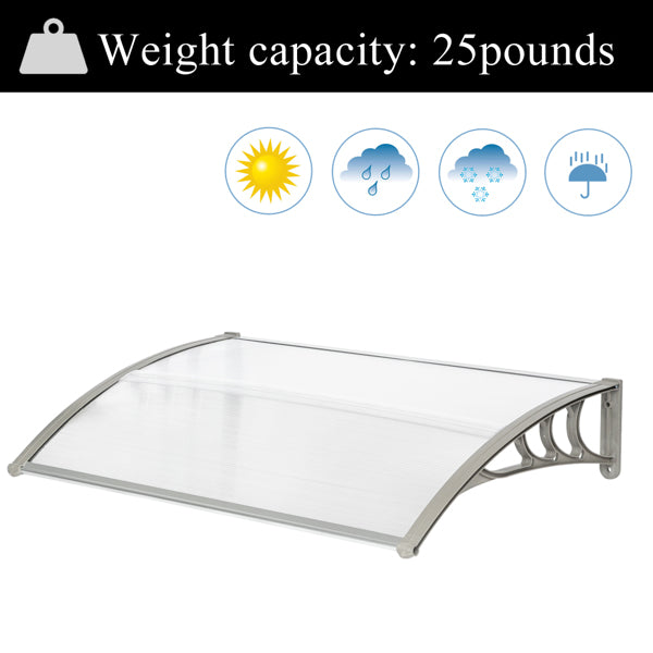 120x80cm Door Canopy – Outdoor Rain Cover Awning for Front Door, Window or Patio (White/Grey)