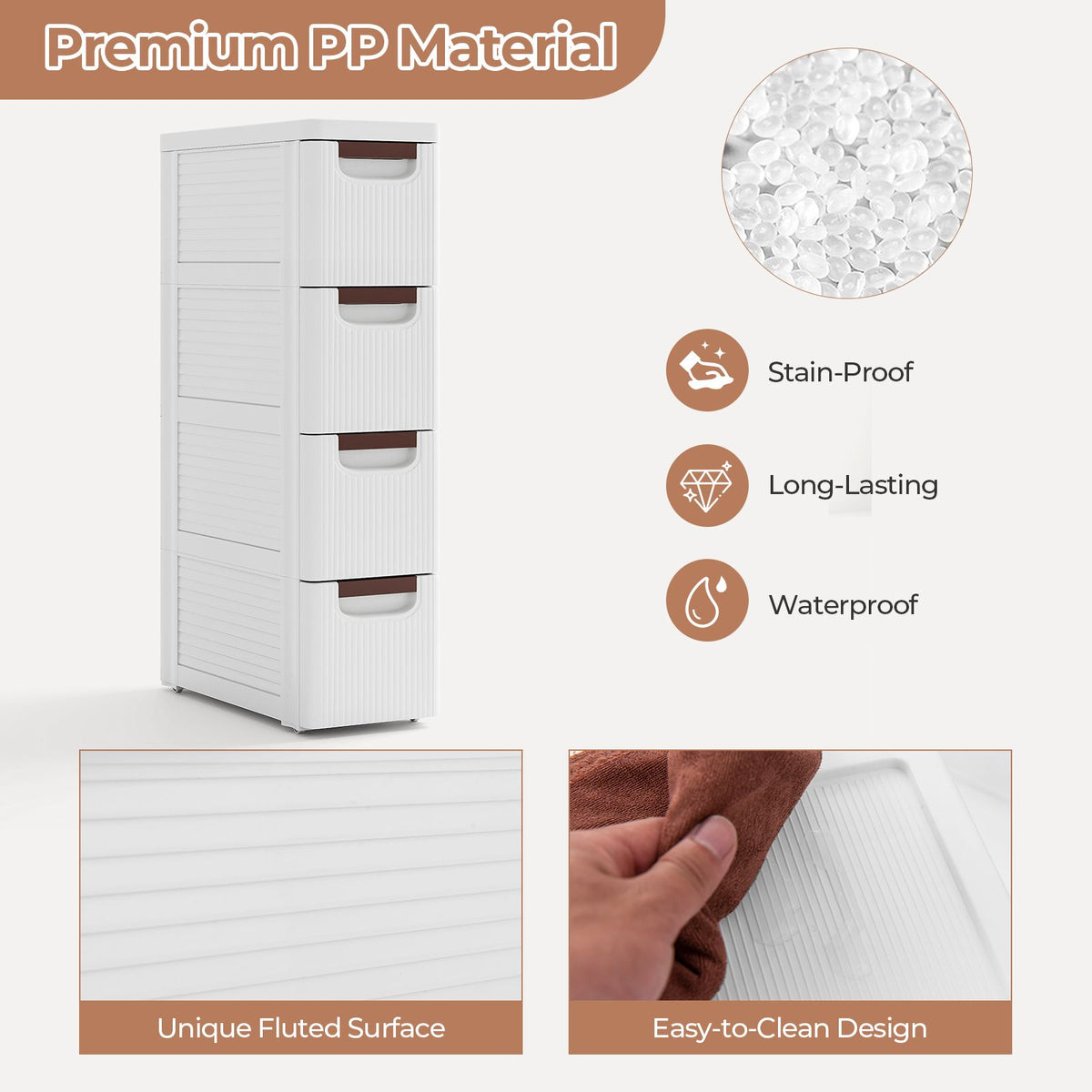 3/4/5-Drawer Narrow Storage Cabinet for Small Space