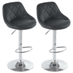 Adjustable PU Leather Counter & Bar Stool Set of 2 – Swivel 360°, Gas‑lift Height, Backrest, Footrest – Black