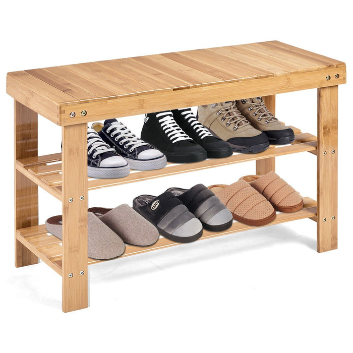 3-Tier Bamboo Shoe Bench for Entryway