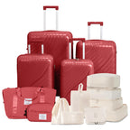 4-Piece Luggage Set with Handbags & Toiletry Kit – Durable Hard Shell Suitcases 18"/20"/24"/28" with Spinner Wheels, Travel Tote & Wash Bag – Red