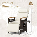 Patio Rattan Recliner Chair with Adjustable Backrest, Footrest & Flip Side Table