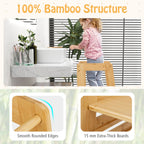 SEDOL Sustainable Bamboo Montessori Learning Tower for Toddlers 4-Level Adjustable Height Kitchen Helper Stool with A-Frame Anti-Tip Safety Rail – 70kg Capacity