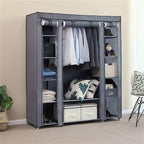 69" Portable Clothes Wardrobe – Non-Woven Fabric Closet Organiser (Grey)